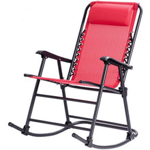 Load image into Gallery viewer, Outdoor Patio Headrest Folding Zero Gravity Rocking Chair-Red
