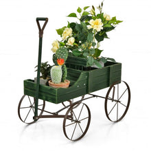 Load image into Gallery viewer, Wooden Wagon Plant Bed With Wheel for Garden Yard-Green
