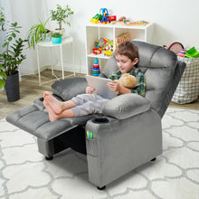 Load image into Gallery viewer, Adjustable Lounge Chair with Footrest and Side Pockets for Children-Gray
