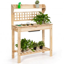 Load image into Gallery viewer, Garden Potting Bench Workstation Table with Sliding Tabletop Sink Shelves
