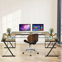 Load image into Gallery viewer, 59&quot; L-Shaped Corner Desk Computer Table for Home Office Study Workstation-Brown

