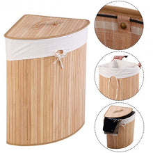 Load image into Gallery viewer, Corner Bamboo Hamper Laundry Basket
