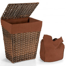 Load image into Gallery viewer, Foldable Handwoven Laundry Hamper with Removable Liner-Brown
