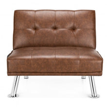 Load image into Gallery viewer, Single Sofa Lounge Chair with Metal Legs and Adjustable Backrest-Brown
