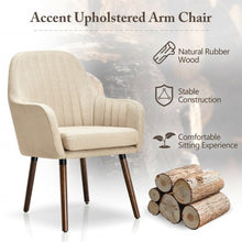 Load image into Gallery viewer, Set of 2 Fabric Upholstered Accent Chairs with Wooden Legs-Beige
