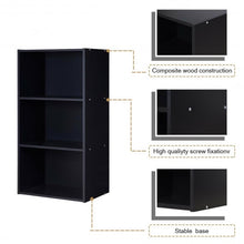 Load image into Gallery viewer, 3 Open Shelf Bookcase Modern Storage Display Cabinet-Black
