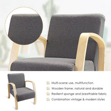 Load image into Gallery viewer, Mid Century Fabric Upholstered Wood Lounge Arm chair
