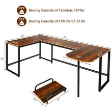 Load image into Gallery viewer, 79&quot; U-Shaped Computer Desk with CPU Stand for Home Office -Brown
