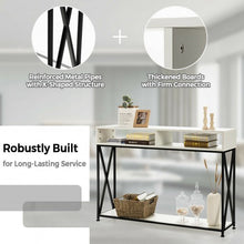 Load image into Gallery viewer, Console Table with Open Shelf and Storage Compartments Steel Frame-White
