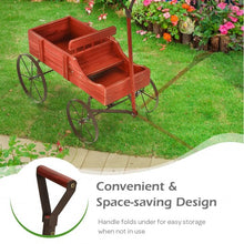 Load image into Gallery viewer, Wooden Wagon Plant Bed With Wheel for Garden Yard-Red
