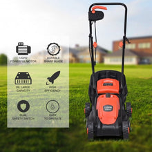 Load image into Gallery viewer, 14&quot; Electric Push Lawn Corded Mower with Grass Bag-Red
