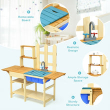 Load image into Gallery viewer, Kid&#39;s Outdoor Wooden Pretend Cook Kitchen Playset Toy
