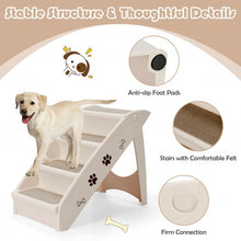 Load image into Gallery viewer, Collapsible Plastic Pet Stairs 4 Step Ladder for Small Dog and Cats-Beige
