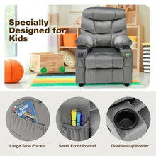 Load image into Gallery viewer, Adjustable Lounge Chair with Footrest and Side Pockets for Children-Gray
