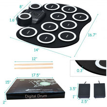 Load image into Gallery viewer, 9 Pads MIDI Electronic Roll Up Drum Set
