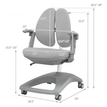 Load image into Gallery viewer, Kids Adjustable Height Depth Study Desk Chair with Sit-Brake Casters-Gray
