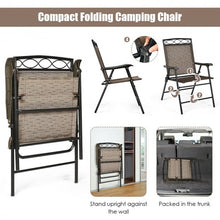 Load image into Gallery viewer, Set of 2 Patio Folding Chairs Sling Portable Dining Chair Set with Armrest
