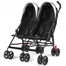 Load image into Gallery viewer, Foldable Twin Baby Double Stroller Ultralight Umbrella Kids Stroller-Black
