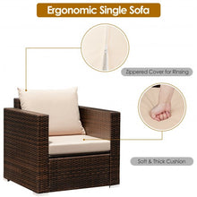 Load image into Gallery viewer, 3 Pcs Patio Conversation Rattan Furniture Set with Cushion
