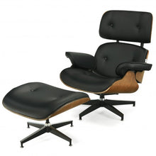 Load image into Gallery viewer, Mid Century Swivel Lounge Chair and Ottoman Set with Aluminum Alloy Base-Black
