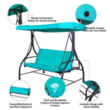 Load image into Gallery viewer, 3 Seats Converting Outdoor Swing Canopy Hammock w/Adjustable Tilt Canopy
