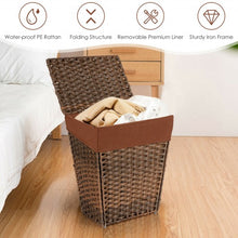 Load image into Gallery viewer, Foldable Handwoven Laundry Hamper with Removable Liner-Brown
