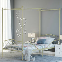 Load image into Gallery viewer, Twin Size Metal Canopy Bed Frame 4 Poster Steel Slats Headboard Footboard-Golden
