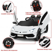 Load image into Gallery viewer, 12 V Licensed Lamborghini SVJ RC Kids Ride On Car with Trunk and Music-White
