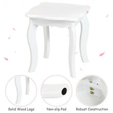 Load image into Gallery viewer, Kids Princess Make Up Dressing Table with Tri-folding Mirror &amp; Chair-White
