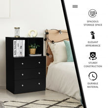 Load image into Gallery viewer, 3 Drawer Dresser with Cubbies Storage Chest for Bedroom Living Room-Black
