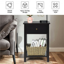 Load image into Gallery viewer, Bedside Storage Nightstand with Drawer and Bottom Shelf-Brown
