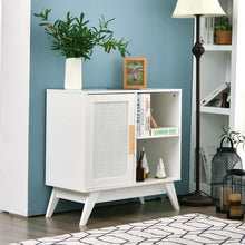 Load image into Gallery viewer, Storage Cabinet Free Standing with Adjustable Shelves Weaved Door-White
