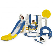 Load image into Gallery viewer, 6 in 1 Slide and Swing Set with Ball Games for Toddlers-Blue
