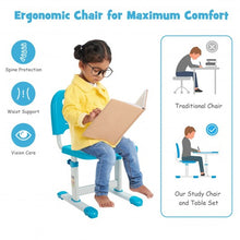 Load image into Gallery viewer, Kids Height Adjustable Desk and Chair Set with Tilted Tabletop and Drawer-Blue
