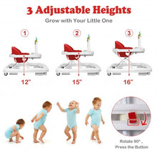 Load image into Gallery viewer, 2-in-1 Foldable Baby Walker with Adjustable Heights-Red
