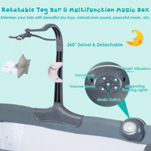 Load image into Gallery viewer, Height Adjustable Baby Side Crib  with Music Box &amp; Toys-Dark Gray
