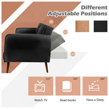 Load image into Gallery viewer, Convertible Futon Sofa Bed PU Adjustable Couch Sleeper with Wood Legs-Black
