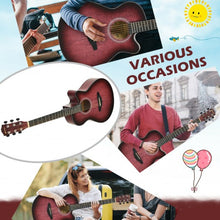 Load image into Gallery viewer, 40&quot; Full Size Cutaway Acoustic Guitar Starter Guitarra Bundle Kit -Red
