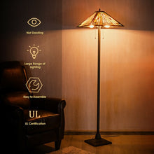 Load image into Gallery viewer, Tiffany-Style 2 Light Floor Lamp with 18&quot; Stained Glass Shade
