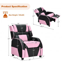 Load image into Gallery viewer, Kids Youth PU Leather Gaming Sofa Recliner with Headrest and Footrest-Pink
