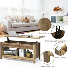 Load image into Gallery viewer, Lift Top Coffee Table with Hidden Storage Compartment and Lower Shelf for Study Room-Oak
