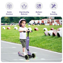 Load image into Gallery viewer, 2 in 1 Kids Kick Scooter with Flash Wheels for Girls Boys from 1.5 to 6 Years Old-Purple
