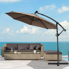 Load image into Gallery viewer, 10FT 360 Rotation Solar Powered LED Patio Offset Umbrella-Tan
