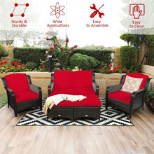 Load image into Gallery viewer, 5PCS Patio Rattan Sofa Set with Cushion and Ottoman
