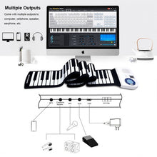 Load image into Gallery viewer, 88 Keys Midi Electronic Roll up Piano Silicone Keyboard for Beginners-White
