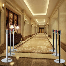 Load image into Gallery viewer, 6 pcs Silver Stanchion Posts Retractable Belt Crowd Control Barrier
