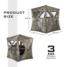 Load image into Gallery viewer, 3 Person Portable Pop-Up Ground Hunting Blind with Tie-downs
