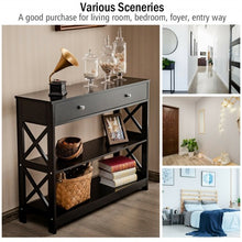 Load image into Gallery viewer, Console Accent Table with Drawer and Shelves -Black
