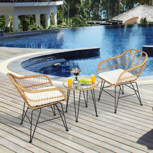 Load image into Gallery viewer, 3Pcs Rattan Furniture Set with Cushioned Chair Table-White
