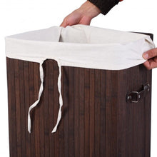 Load image into Gallery viewer, Rectangle Bamboo Hamper Laundry Basket Washing Cloth Bin Storage Bag Lid 3 color-Brown
